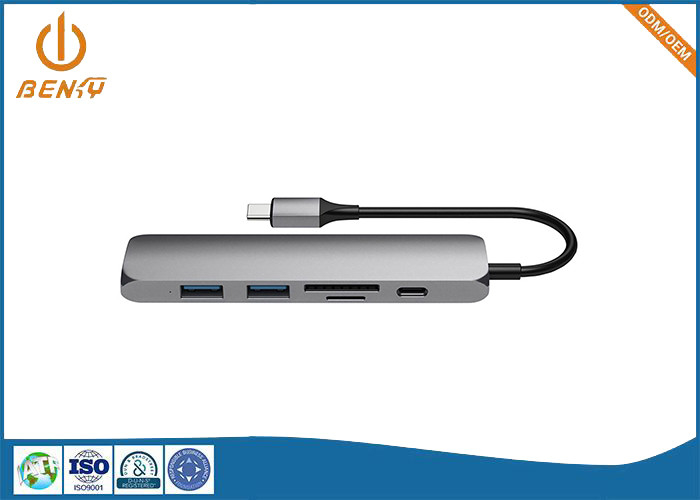 USB Connector Machining Aluminium Shell 6 In 1 Docking Station Adapter USB Multiport Hub